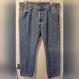 Levis 501 Straight Leg Button Fly Cotton Blue Jeans Men's Size 36x29 Fits 35x29